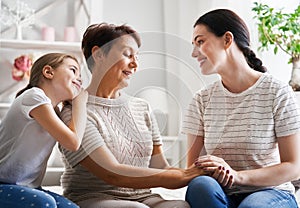 Girl, her mother and grandmother