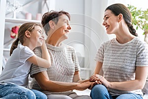 Girl, her mother and grandmother