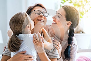 Girl, her mother and grandmother