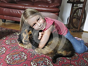 Girl with her pet dog