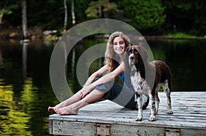 Girl and her pet dog