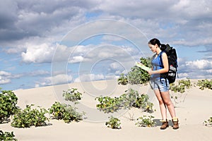 Girl hiker with map