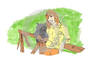 The Girl and his cat