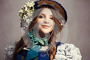 girl in historical regent style costume