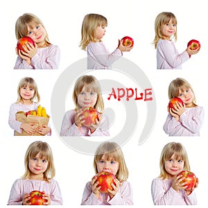 Girl holding apples
