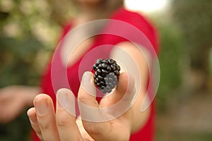 Girl holding blackberry