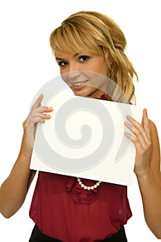 Girl holding blank sign