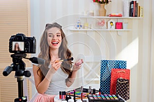 Girl holding brush and powder