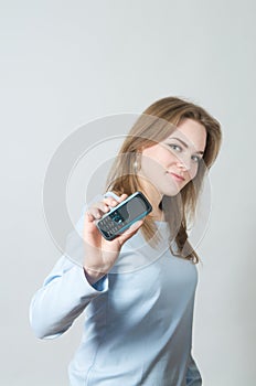Girl holding cell phone