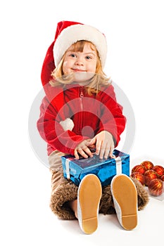 Girl holding Christmas gift