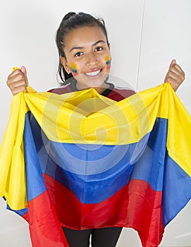 Girl holding an Colombian flag