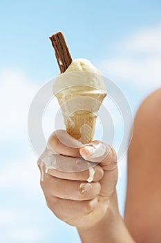 Girl Holding Cone Icecream