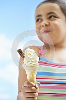 Girl Holding Cone Icecream