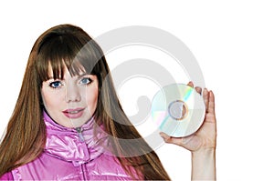 Girl holding disk