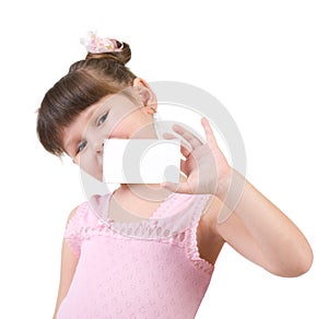 Girl holding empty white board