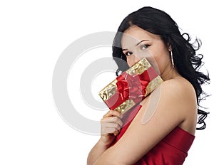 girl holding a gift