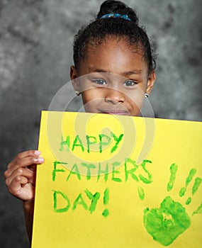 Girl Holding Handmade Fathers Day Card