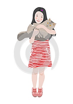 Girl Holding Her Cat