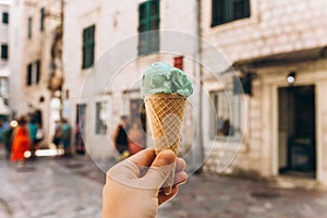 Girl holding ice cream