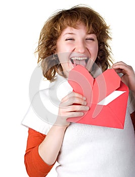 Girl holding loveletter