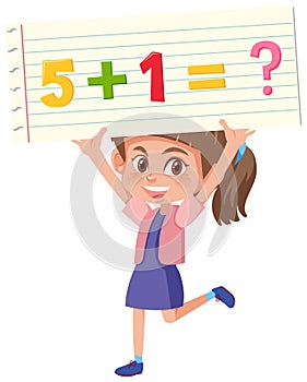 Girl holding maths problem