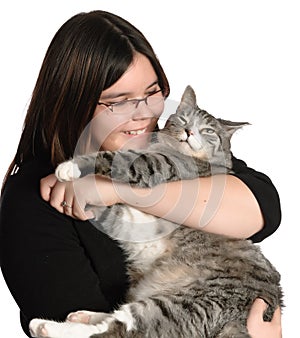 Girl Holding Pet Cat
