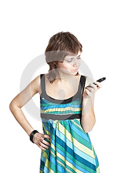 Girl holding phone in hand