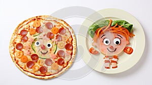 Anime-inspired Pasta And Pizza Plate For Young Girls photo