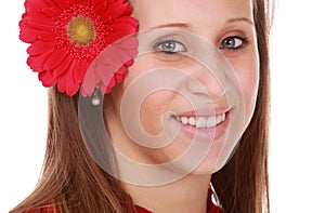 Girl holding a red flower