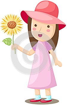 Girl holding sun flower