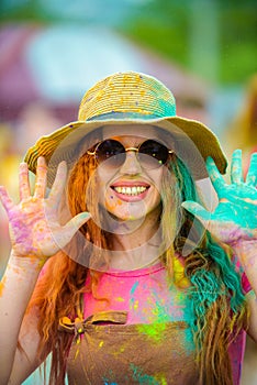 Girl at Holi festival