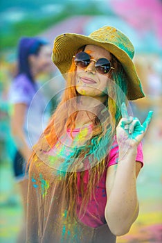 Girl at Holi festival