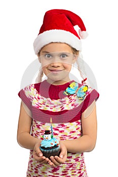 Girl with Holiday Cupcake