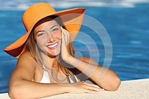 Girl on holidays with a perfect white smile photo