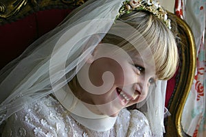 Girl in Holy Communion dress