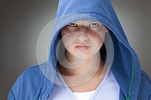 Girl in a hooded jacket