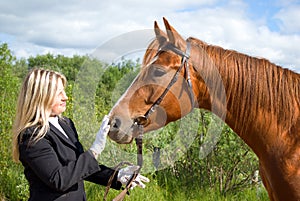 Girl with horse.Friendship