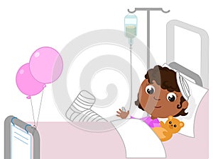 Girl in hospital bed, vector illustration