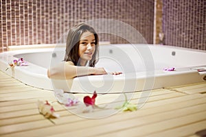 Girl in hot tub