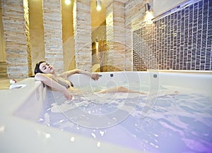 Girl in hot tub