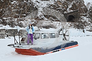 The girl in a hovercraft photo