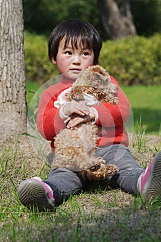 Girl hug puppy