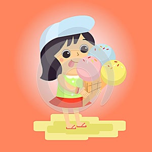 Girl ice cream Mascot cartoon great for any use. Vector EPS10.