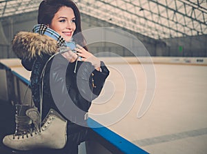 Girl on ice skating rink