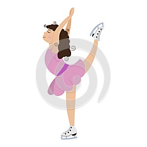 Girl on ice skating. Vector illustration