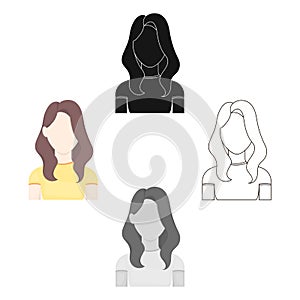 Girl icon cartoon,black. Single avatar,peaople icon from the big avatar cartoon,black.