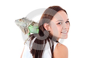 Girl with an iguana