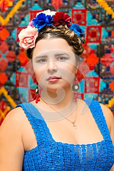 Girl in the image of Frida Kahlo