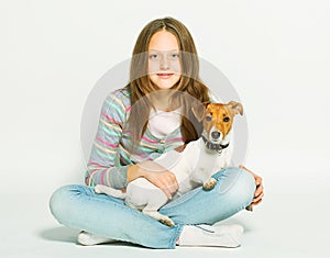 Girl with Jack Russell Terrier