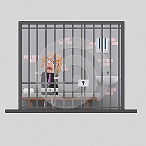 Girl in jail. 3D